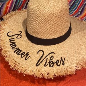 Time and Tru “Summer Vibes” Tan Straw Hat